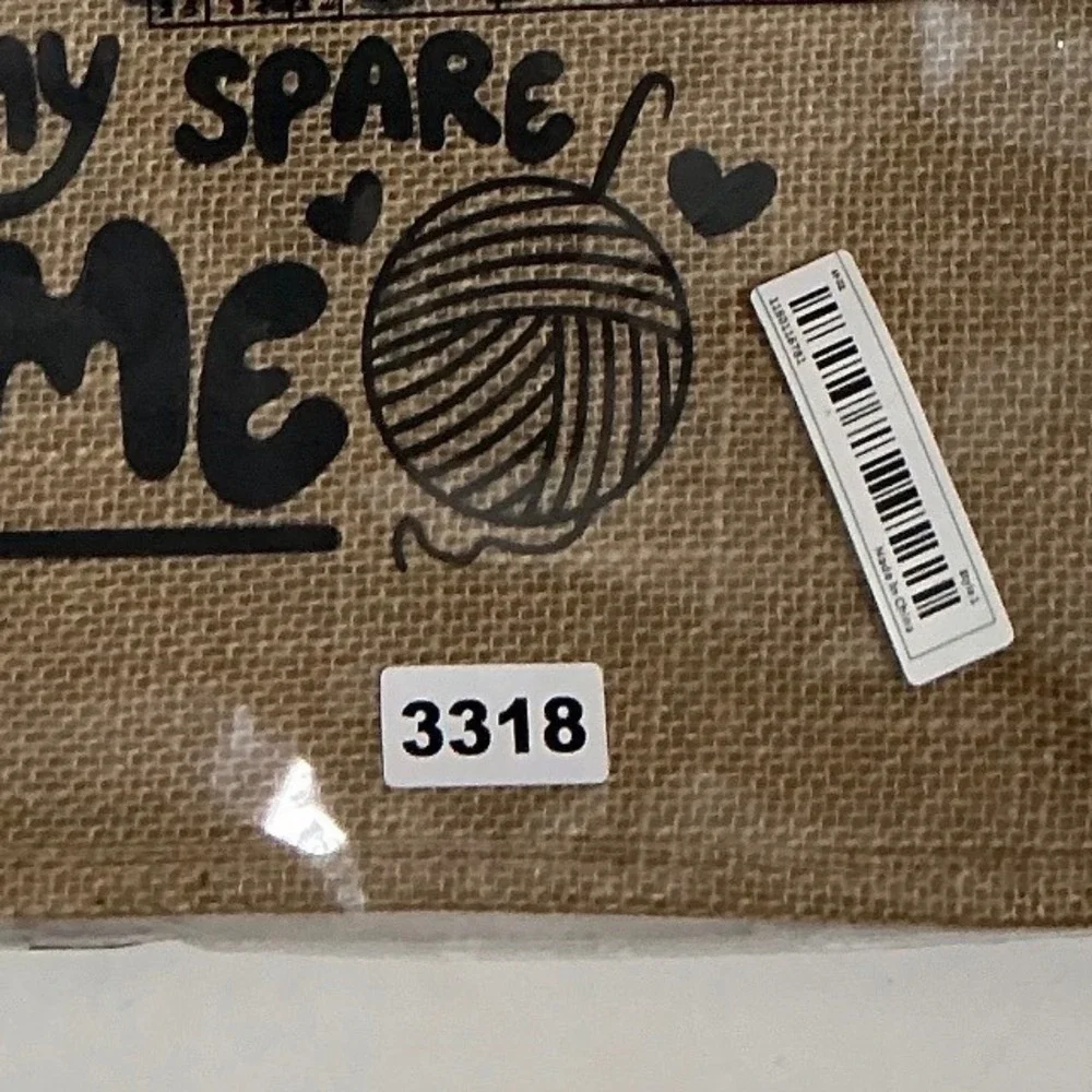 Funny Crochet Jute Burlap Tote Bag Im A Hooker In My Spare Time Yarn Craft Tote